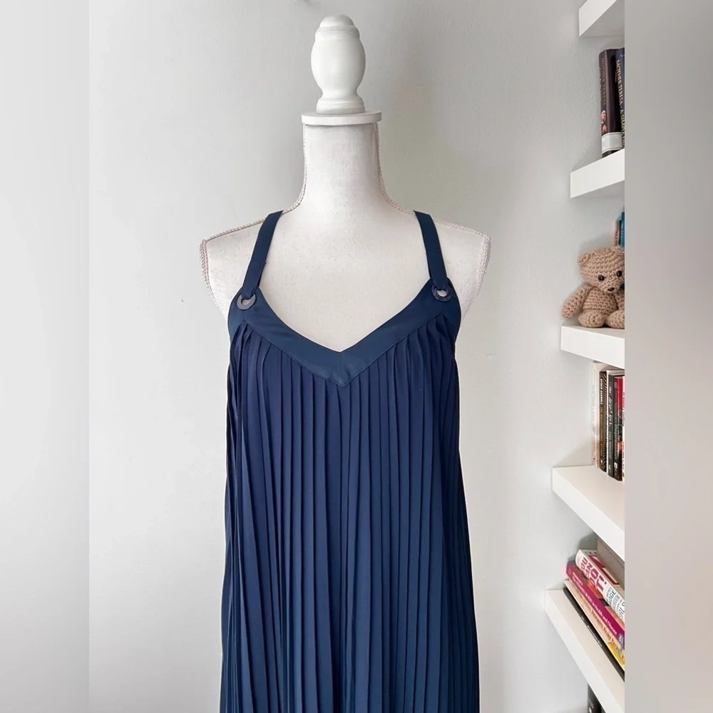 Michael Kors navy pleated maxi dress size small